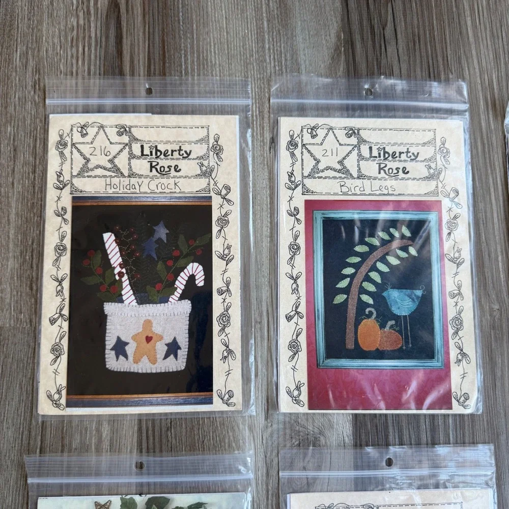 Lot of 9‎ Liberty Rose Primitive Gatherings Needlework Applique Sewing Patterns